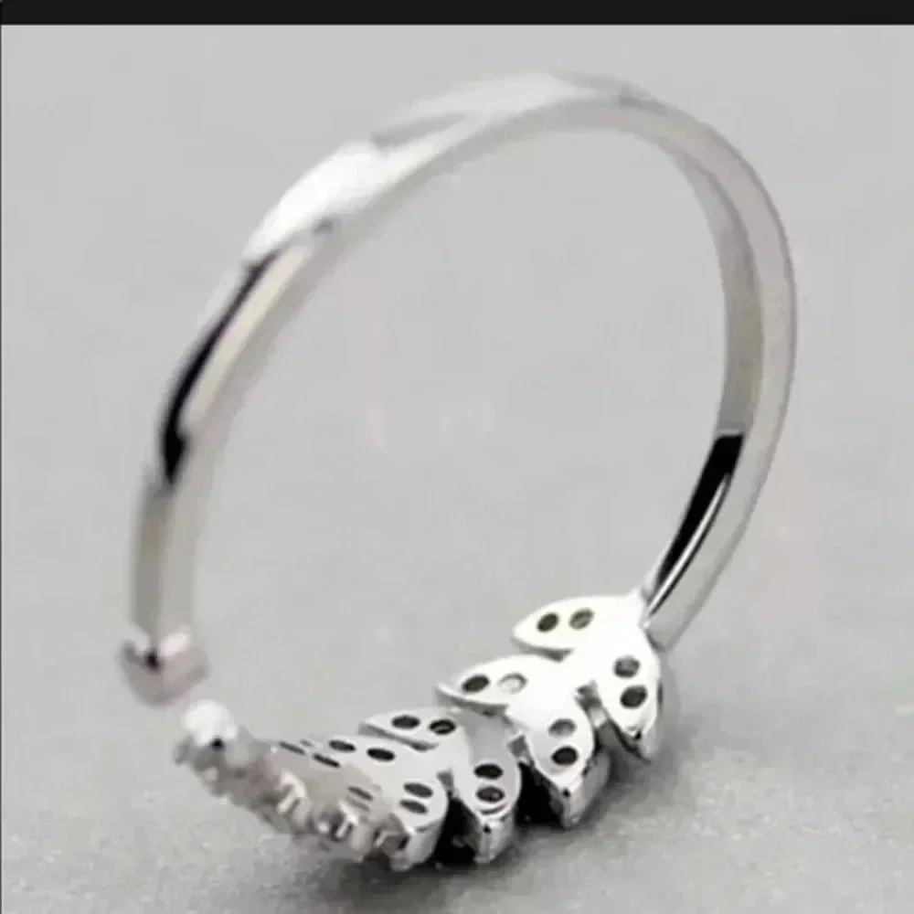 925 Sterling Silver Adjustable Feather Rin…